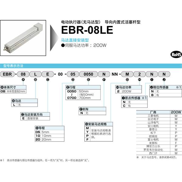 CKD喜開理電動執(zhí)行器（無馬達型）滑塊型EBR-08LE-00-200150NNN-M2NN