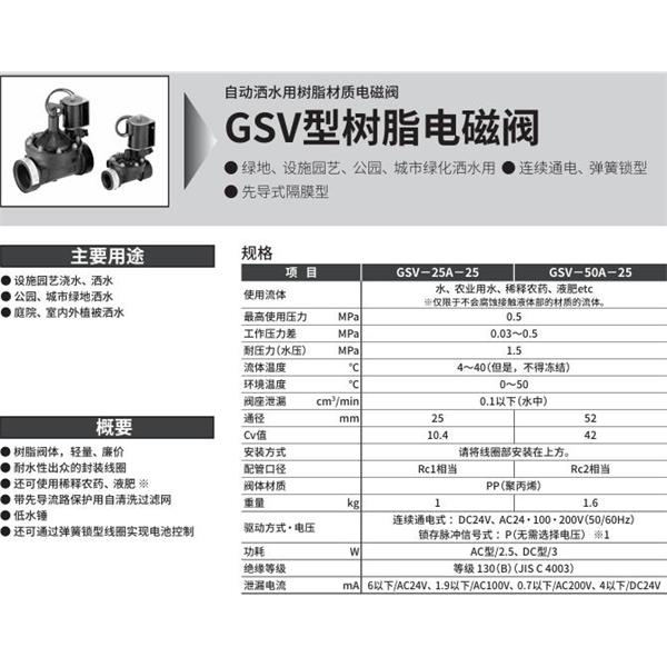 CKD喜開理自動(dòng)灑水用樹脂制電磁閥GSV-50A-25-AC100V