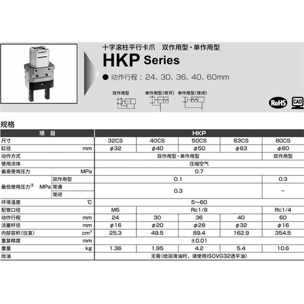 CKD喜開理十字滾柱平行卡爪HKP-40CS-G