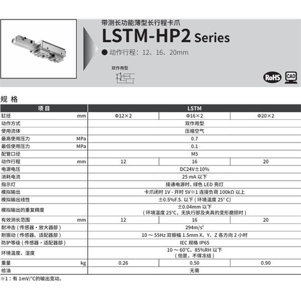 CKD喜開理帶測長功能薄型長行程卡爪LSTM-16A1A-HP2