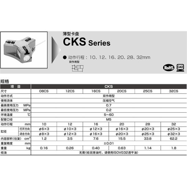 CKD喜開(kāi)理薄型卡盤(pán)CKS-F-32CS